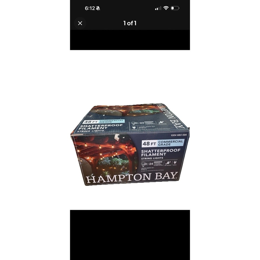 Hampton Bay Shatterproof Filament String Lights 48ft LED X 24 Open Box New!